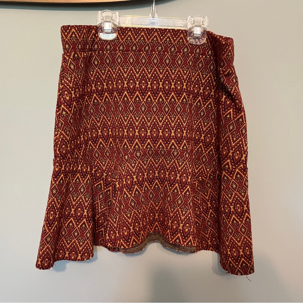 Free People red gold and black geometric when in Rome mini skirt